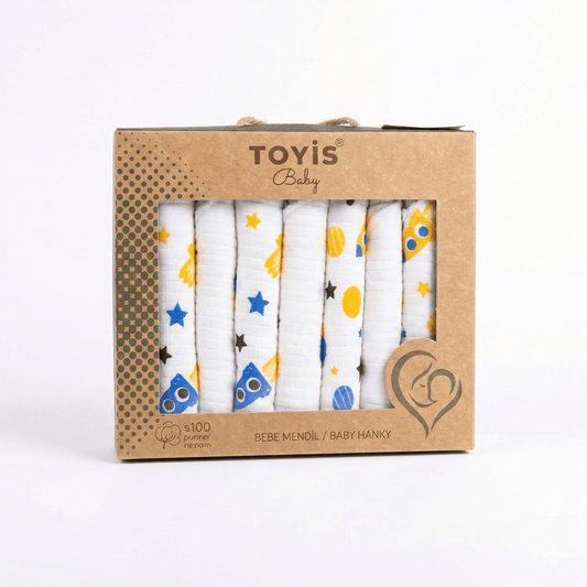 7'Li Bibo Baby Organik Penye Bebek Mendili %100 Pamuk (0-12 Ay)